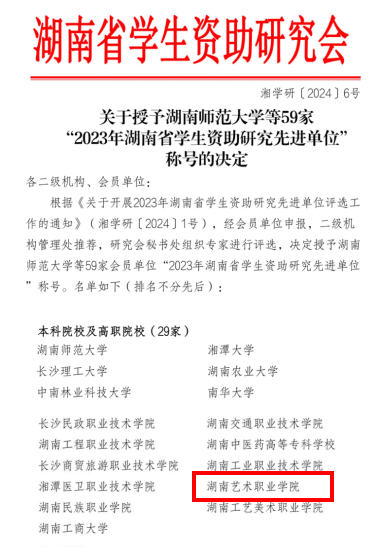 今年会获评2023年湖南省学生资助研究先进单位