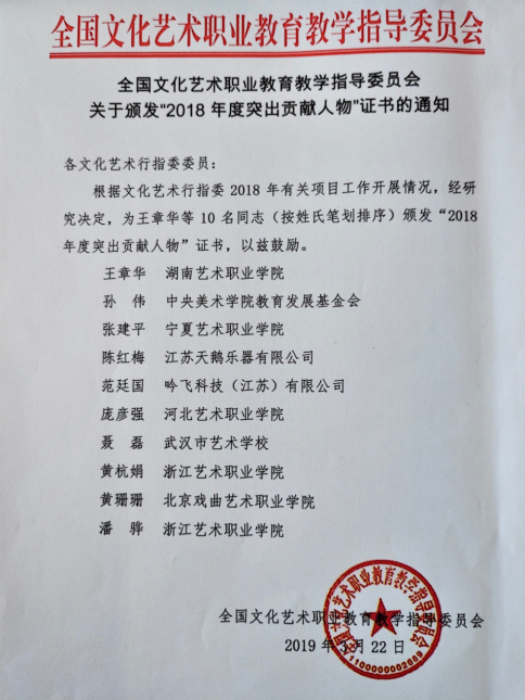 王章华同志获评全国文化艺术行指委“年度突出贡献人物”